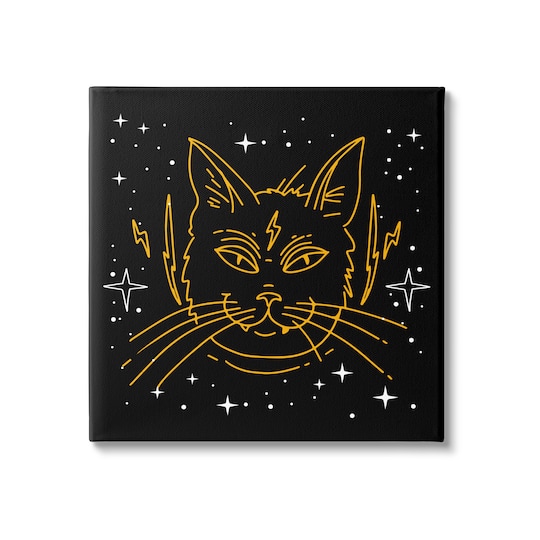 Michaels, Stupell Industries Starry Cat Lightning Bolt Canvas Wall Art – Category: Halloween Wall Decor